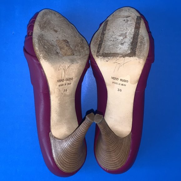 GIUSEPPE ZANOTTI DESIGN Purple Leather Peep Toe Pump Shoes Sz 6 - Picture 5 of 5